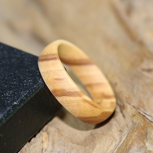 Generic 6Mm Women/Men 100% Natural Olive Wood Wedding Ring Band Anniversary Ring,Domed Olive Wood Enagagement Ring,Free Wooden Ring Box thumb #3