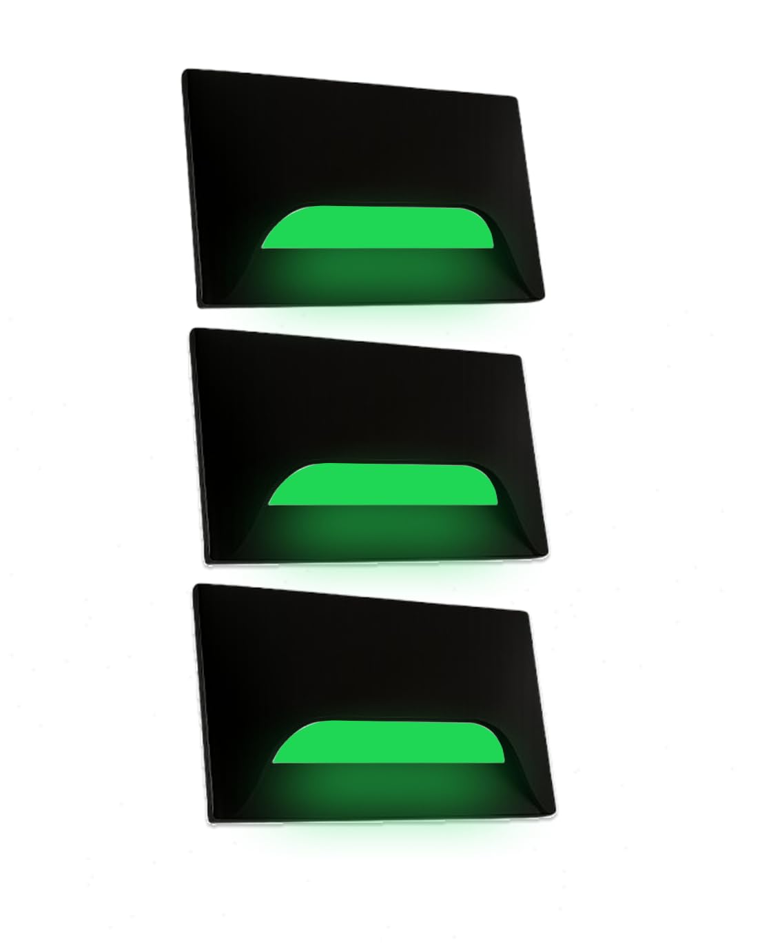 Italic Black 3&4 M Western LED Foot Light Convertible Under Cabinet Light, Soft White Outdoor Deck Wall Recessed Stair Nosing Light (Green, Pack of 3)-image-5