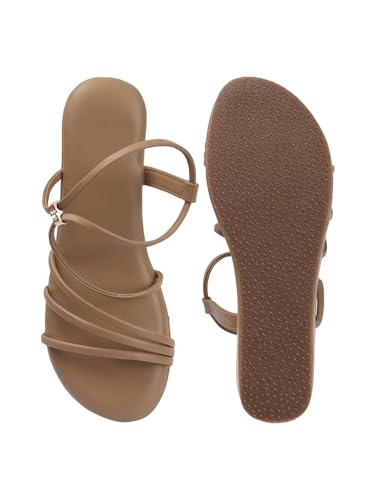 Image of TRYME Women Multi Strap Comfort Open Toe Stylish Daily Wear Wedge Heel Sandals
