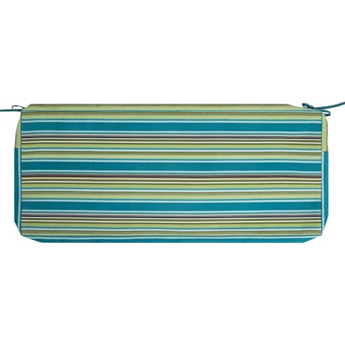Magpie Fabrics Patio Bench Cushion Cover 42x18x3 Inch, NO Insert! Water&Fade Resistant Outdoor Loveseat Replacement Cover with Zipper (Green Striped)