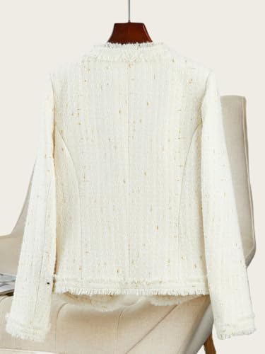 Veste courte en tweed pour femme JYHBHMZG coupe ajustée automne - 2