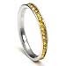 316L Stainless Steel Citrine Yellow Cubic Zirconia CZ Eternity Wedding 3MM Band Ring