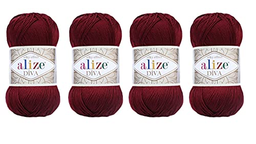 4 Balls Hand Knitting Yarn 100% Microfiber Acrylic Yarn Alize Diva Silk Effect Thread Crochet Art Lace Craft Lot of 4 skeins 400gr 1532yds (57)