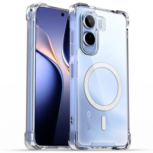 Image of Amazon Basics Back Cover for Vivo T5 Pro 5G Mag-Safe Shockproof PC + TPU Protective Case Magnetic Support Bumper Case (Transparent Mag-Safe)