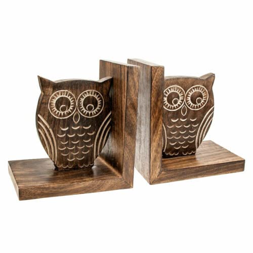 Etroves Book Ends 6 Inch Wooden Bookend For Book Shelves Home Office Heavy Books, Book Shelf Holder, Home Decorative, Book Stoppers, Book Holder, Set Of 2 White Owl Design #TOP7