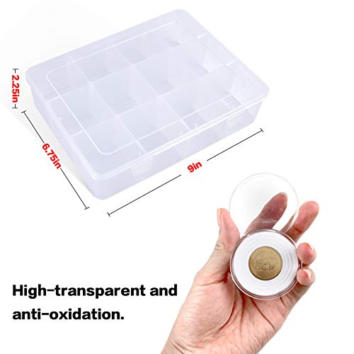 Image of 84 Pieces 46 mm Coin Capsules, with Foam Gasket and Plastic Storage Box