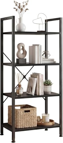 Simple Deluxe 4 Tiers Bookshelf, Classical Book Shelf, Tall Display