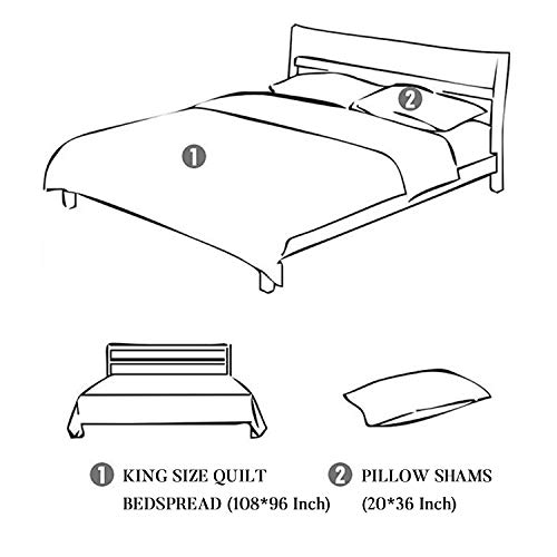 Newlake Reversible Quilt Bedspread Embroidered Microfiber Coverlet Set,Jacquard Embossed Floral,Grey, King Size #TOP7