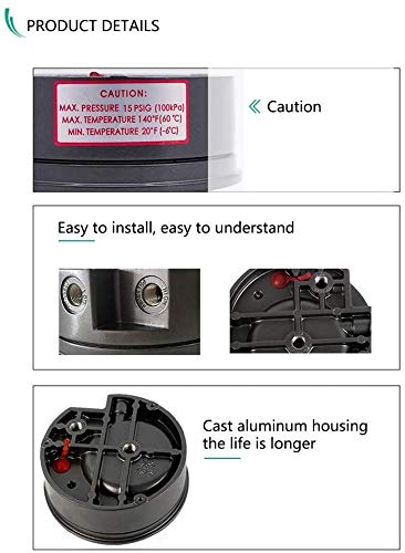 TE2000-30~30PA Micro Differential Pressure Gauge High Precision 1/8"NPT Air Pressure Meter Barometer