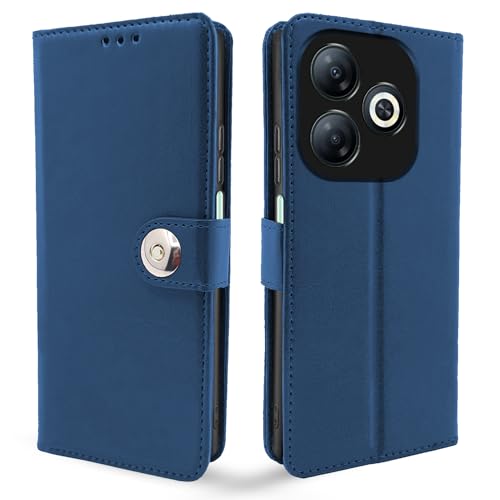 Image of Pikkme Infinix Smart 8 HD Flip Cover Leather Finish | Inside TPU with Card Pockets | Wallet Stand and Shock Proof | Complete Protection Button Flip Case (Blue)