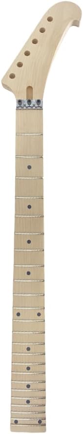Electric Guitar Neck 22 Fret 25.5" Scale, Reverse Headstock Maple Neck with Rosewood Fretboard & Block Inlay–Bolt On Heel, for DIY & Replacement Guitar Builds