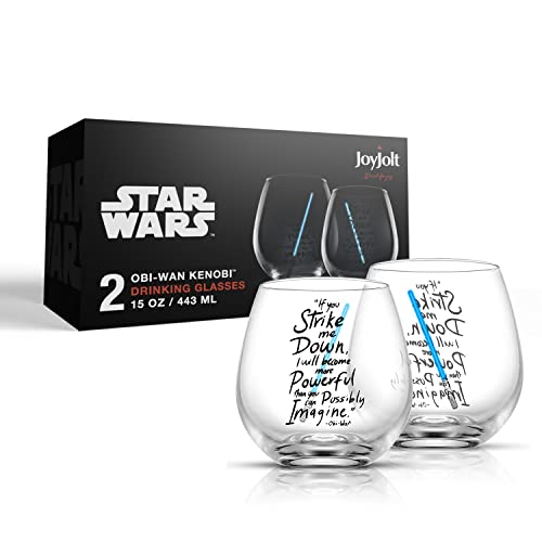 Joyjolt Star Wars Obi-Wan Kenobi Lightsaber Stemless Drinking Glass - 15 Oz - Set Of 2 #TOP6