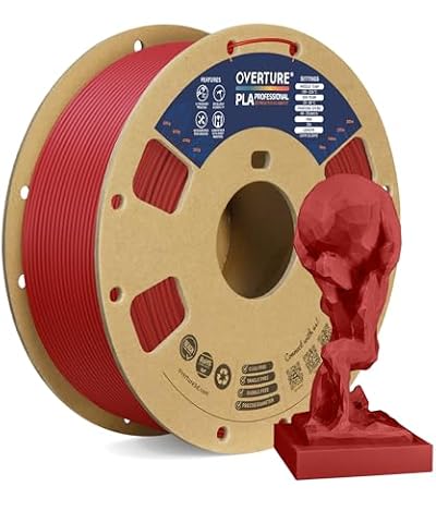 OVERTURE PLA Plus (PLA+) Filament 1.75mm, Stronger & More Durable, Professional Toughness 3D Printer Filament, 1kg (2.2lbs), Cardboard Spool, High Precision +/- 0.02mm (Fresh Red)