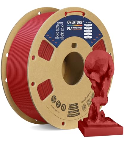 OVERTURE PLA Plus (PLA+) Filament 1.75mm, Stronger & More Durable, Professional Toughness 3D Printer Filament, 1kg (2.2lbs), Cardboard Spool, High Precision +/- 0.02mm (Fresh Red)