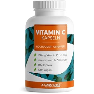 Vitamin C hochdosiert – 365 Kapseln – 500 mg Vitamin C gepuffert – hochwertiges Calcium-Ascorbat optimal hochdosiert – ohne unerwünschte Zusätze – laborgeprüft mit Zertifikat – Jahresvorrat