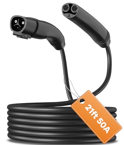 VIVAVOLT 21/30/40/50ft NACS EV Extension Cord Up to 50A 240V Without Drops in Power Compatible with Model 3/Y/X/S (21ft)