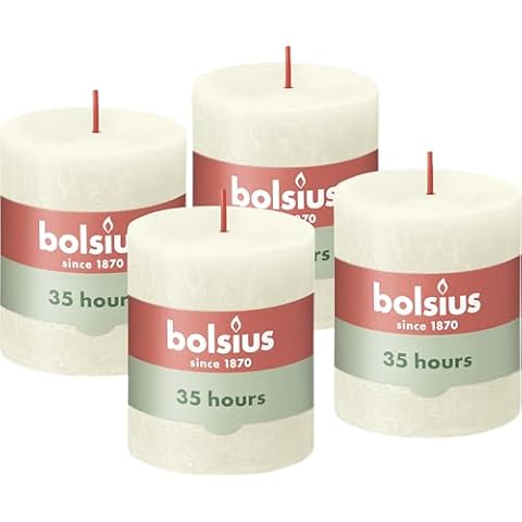 Bolsius Ivory Rustic Pillar Candles Pack of 4 Cover