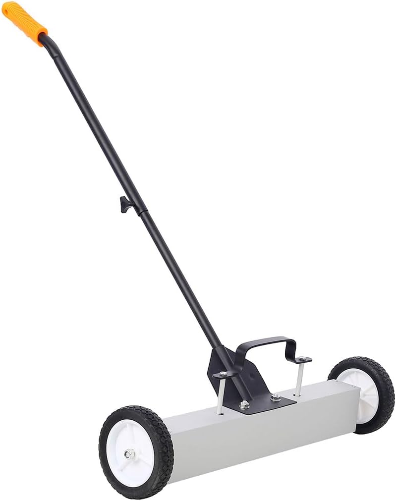 36" Magnetic Pick Up Sweeper, Heavy Duty Rolling Magnetic Pickup Sweeper with Release and Wheels, Telescoping Magnetic Pickup Tool Easy Cleanup of Workshop Garage Yard for Nails Needles Screws,