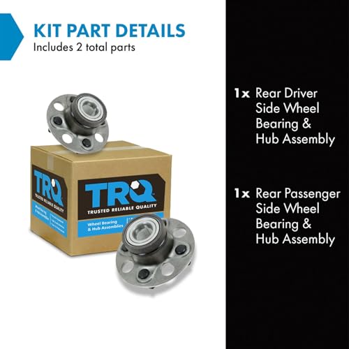 Image of TRQ Rear Left and Right Wheel Bearing and Hub Assembly Set 2 Piece Compatible with 2007-2012 Honda Fit 2013 Fit Base Model Sport 2010-2014 Insight