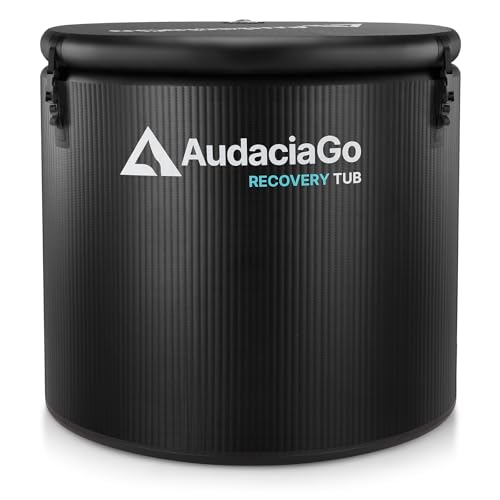 XXL Ice Bath Tub for Athletes, Compatible with Water Chillers, 186-Gallon Inflatable Cold Plunge Tub with Insulated Lid, Step, Thermometer, Water-Absorbent Mat, Portable for Outdoor & Indoor Recovery