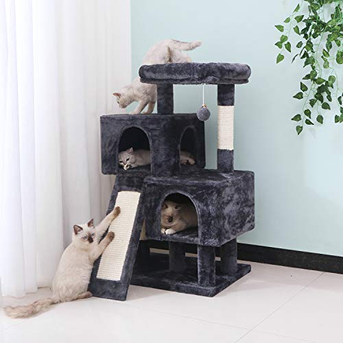 image for BEWISHOME Cat Tree Condo with Sisal Scratching Posts, Scratching Board
