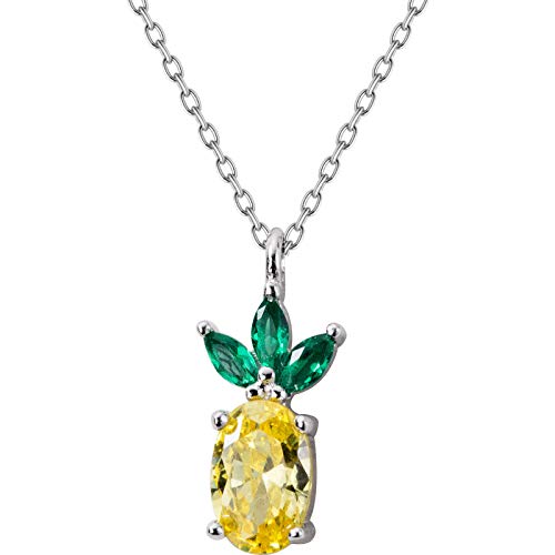 HUKJ S925 Collar De Plata Serie Sen Femenino Pequeño Collar De Piña Fresca, Personalidad Y Encantador Collar De Frutas Doradas