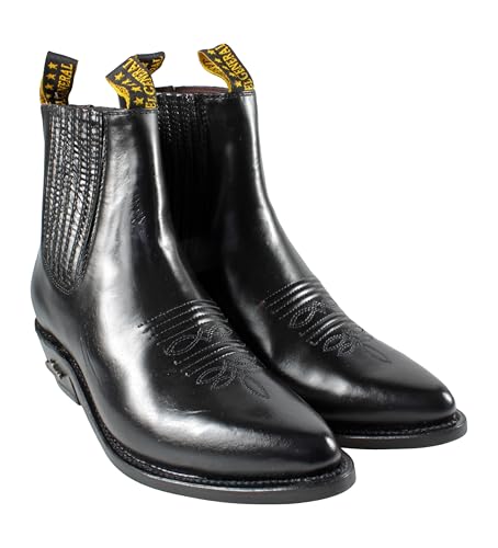 El General Cowboy Men's Ankle Boots Genuine Leather Color Black Botin Vaquero Chameleon