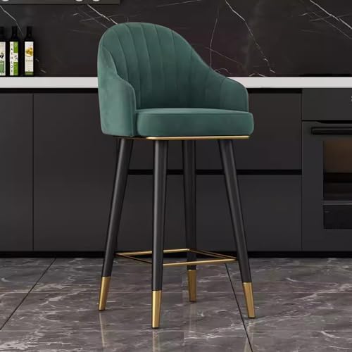 Tabouret de bar pivotant 360° en velours avec dossier pour îlot de cuisine