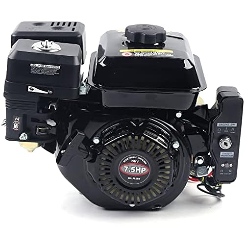 7.5 HP Go Kart Engine 212cc 4 Stroke Gas Engine Recoil/Electric Start Mini Engine Motor Horizontal Shaft with Single Cylinder System for Go Kart Compressors Trencher Lawn Mover