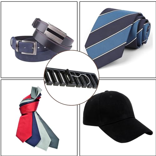 2 Stück Gürtel Aufbewahrung mit 10 Steckplätzen Krawattenhalter 360°Drehbarer Gürtelhalter Geeignet für BHS Hosenträger Schals und Hut Wodurch Platz im Schrank Gespart Wird (Schwarz)