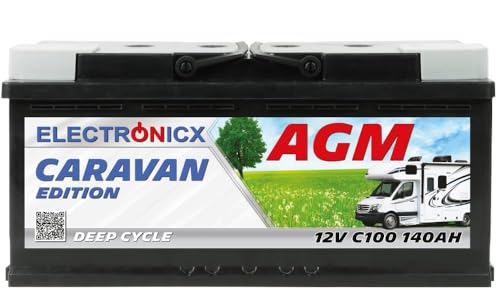 Premium AGM Batterie 140Ah 12V, batterie für Wohnwagen, Wohnmobil, Solarbatterie für Camping Mover, Deep-Cycle-Batterien, Batterie Solaranlage 140 Ah
