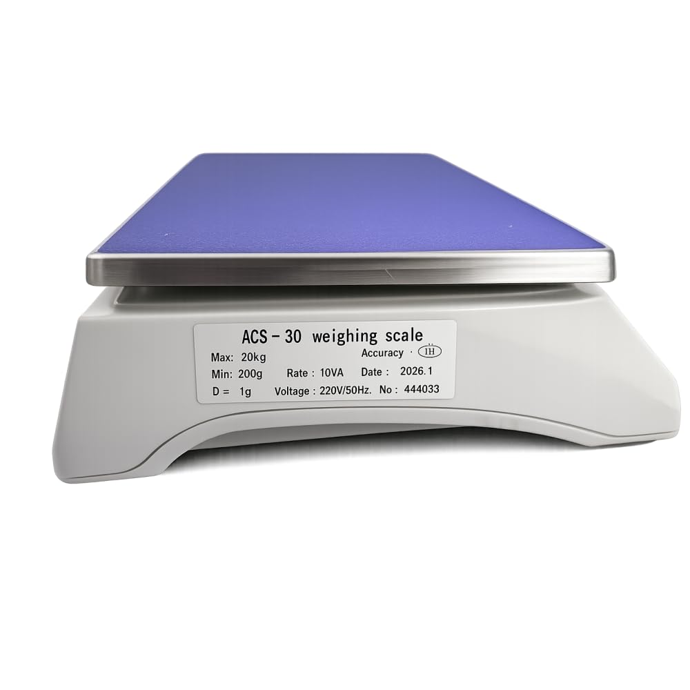 BDcom PH-30W Balanza Industrial de Sobremesa 30 kg / 1 g | Pantalla LED | Batería 80h | Plato Inox 28x21 cm | Tara y Cero | Patas Regulables