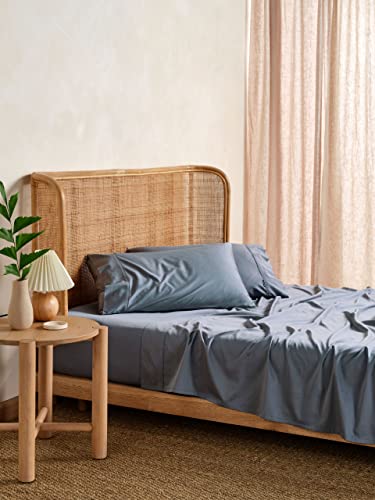 Linen House Nara 400TC Bamboo/Cotton Bluestone King Sheet Set