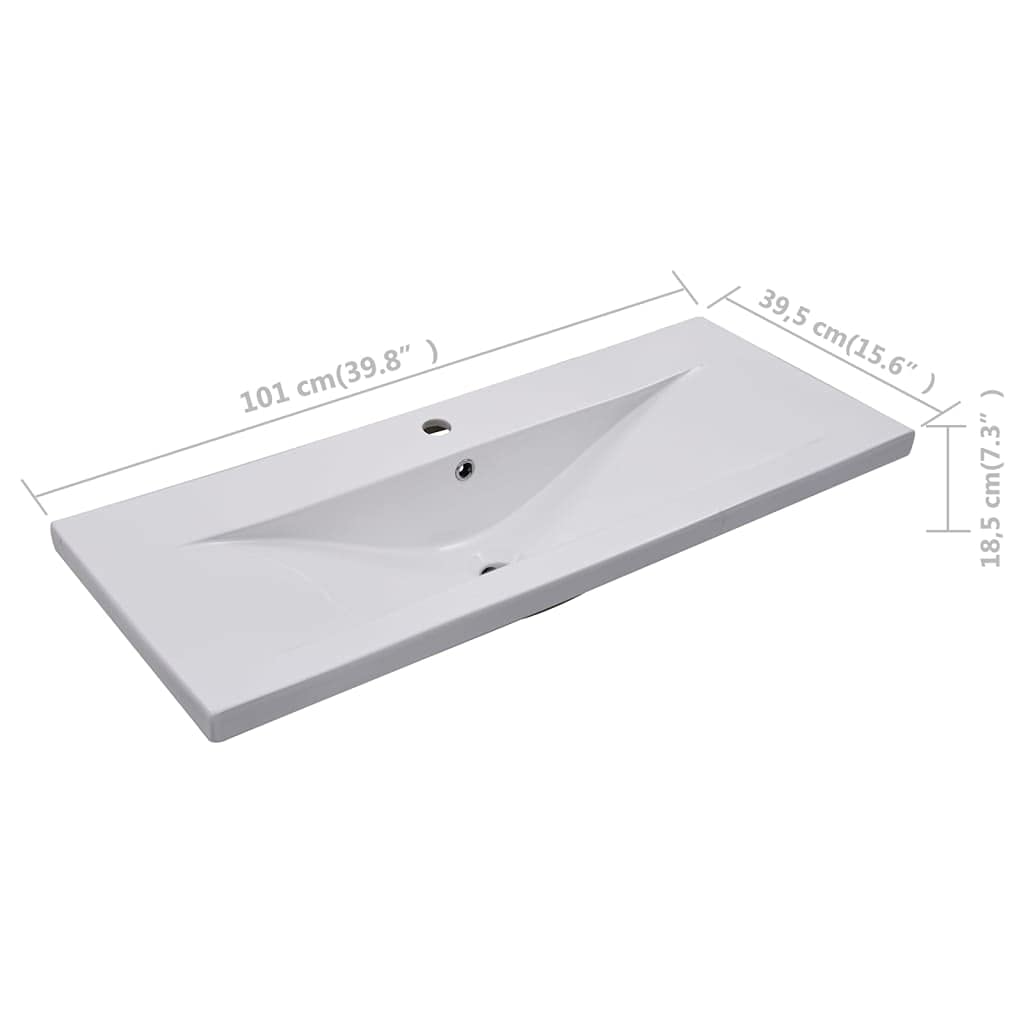 vidaXL - Lavabo empotrado (101 x 39,5 x 18,5 cm), color blanco