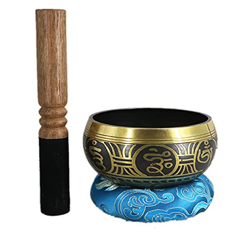 TMIL Handgemachte Meditation Yoga Bowl, Professionelle Therapie Nepal Vollmond Singschale Mit Lederstab Und Meditationskissen Für Entspannung,4.3 in Cover