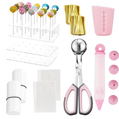 SULICRE 605Pcs Cake Pop Kit, Including Lollipop Sticks,Measuring Cup,Treat Bags,Twist...