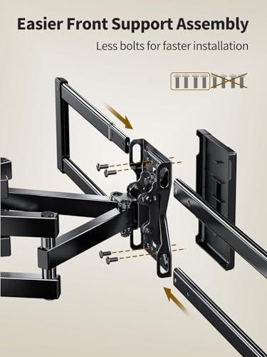 Image of AM alphamount Full Motion TV Wall Mount for Most 37-75 Inch TVs up to 100 lbs, Swivel TV Mount with Dual Articulating Arms, Wall Mount TV Bracket Max VESA 600x400mm, Fits 16″ Wood Studs, APLF6