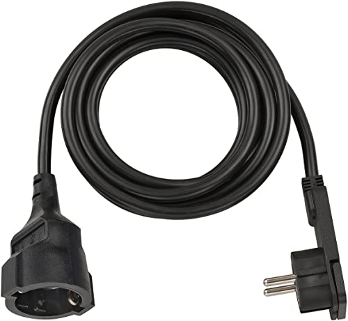 Brennenstuhl Qualitäts-Kunststoff-Verlängerungskabel mit Flachstecker (Verlängerungskabel flach für innen mit 3m Kabel) schwarz