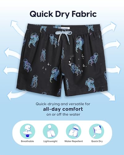 Image of maamgic Mens Swim Trunks 5 Inch with Mesh Lining, Quick Dry Mens Bathing Suit, Swim Shorts for Swimming and Beach