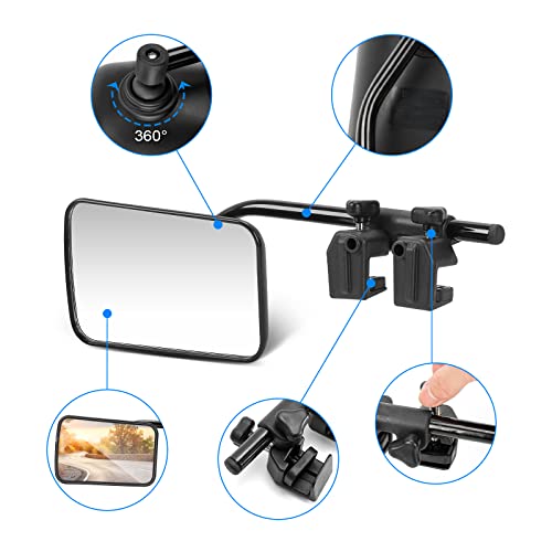 Suparee JK1313 Universal Clip On Towing Mirrors 360° Adjustable Trailer Mirror Extender Towing Hitch Sturdy Iron Bracket Extenders Trailer Rv Truck Car Mirrors thumb #3