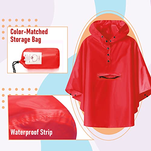 Saphirose Lightweight Kids Rain Poncho Jacket Waterproof Outwear Rain Coat Red X-Large #TOP4