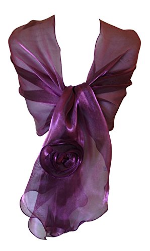 Central Chic Belle Écharpe Châle Étole Avec Un Fleur - Brilliante - Cérémonies Fêtes Mariage - Plein De Couleurs (Violet) Cover