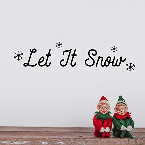 Vinyl Wall Art Decal - Let It Snow Snowflakes - 6" X 23" - Christmas Holiday Seasonal Decoration Sticker - Indoor Outdoor Home Office Wall Door Window Bedroom Workplace Decor Decals (6" X 23", Black) #TOP1
