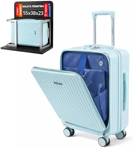 Maleta de Cabina 55x38x23 cm, Trolley Rígido ABS+PC Ligero con 4 ...