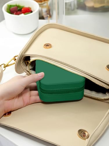 Image of Cortina Toiletry Bag | Luxury Cute Travel Make Up Hanging Wash Bag | Cosmetic Waterproof Hanging Toiletries Bags | Personalised with Pearl Zipper - Dark Green