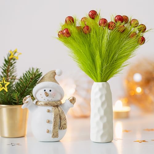 クリスマスツリートッパー 10個 - 17インチ クリスマスツリーピックとスプレー ライムグリーン カーリーステム 赤いボール付き 人工クリスマスデコレーション 花瓶フィラー リース ホームパーティー ホリデー ドクター [4]