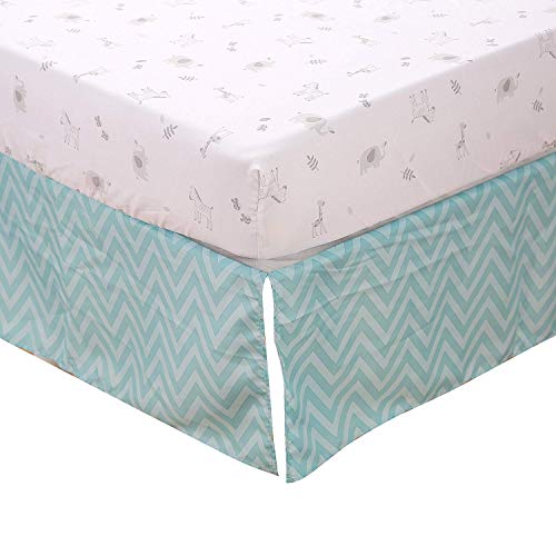 Elephant Zebra Crib Bedding Sets For Boys 4Piece Soft Nursery Baby Bedding For Standard Size Crib Grey Blue | Crib Comforter, Crib Sheet, Dust Ruffle,Blanket #TOP3