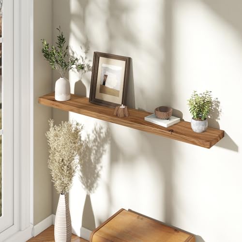 Image of Fun Memories 55 inch Wall Mounted Floating Shelves, Natural Elm Wood, 1 Pack