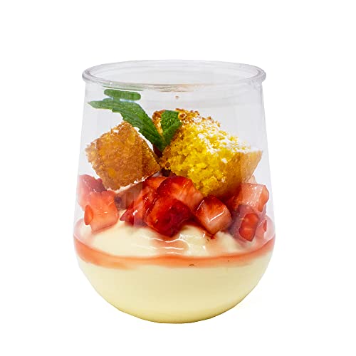 CMJJ 30-Pack 5 oz Stemless Mini Plastic Wine Glasses - Perfect for Individual Wine Servings, Parties, and Events