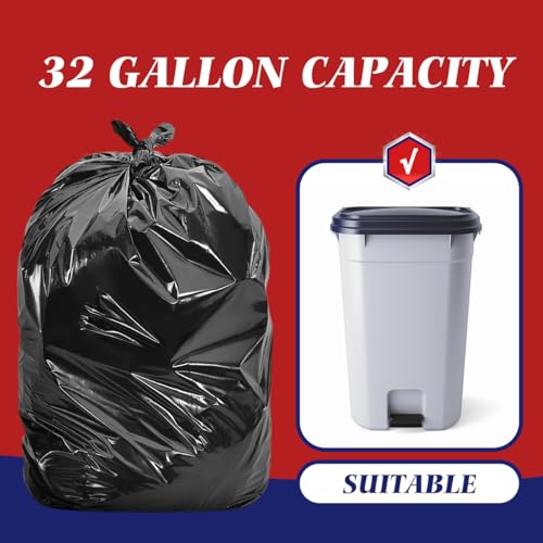 Image of Teivio Black Large Trash Bags 30-33 Gallon 40 Count | Large Multipurpose | Fit 23,25,30,33 gallon Garbage Bin Liner | Kitchen | Lawn And Leaf Bags Outdoor Yard Waste Bag | Workshops Trash